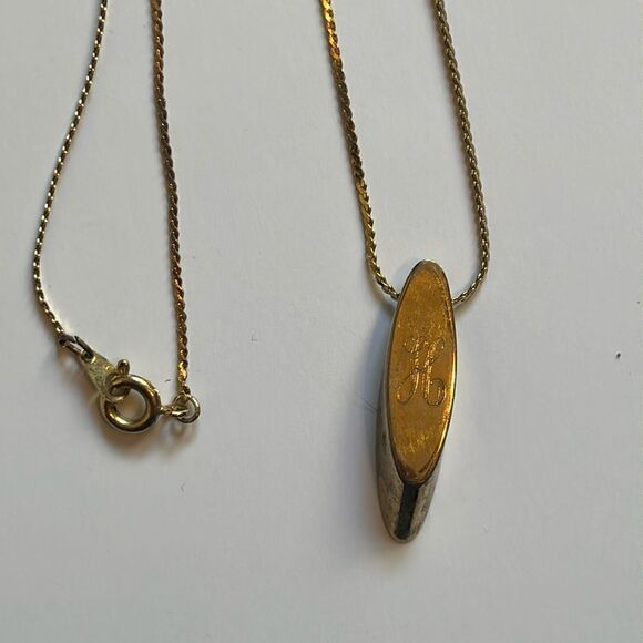 Vintage Gold tone Monogram Necklace “H” initial - Picture 1 of 4